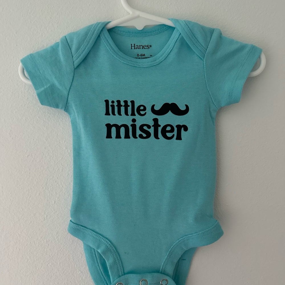 Hanes Aqua Little Mister Bodysuit
